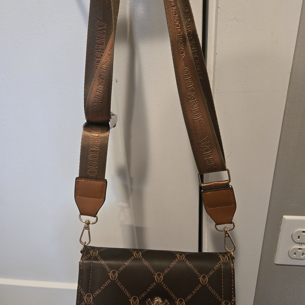 Valentino Orlandi Brown Logo Crossbody Bag Wallet Purse NWT - Picture 8 of 9